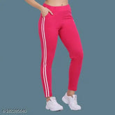 Pink cotton blend maxi length pajamas with elasticated waist, side pockets, urban style women's loungewear from India